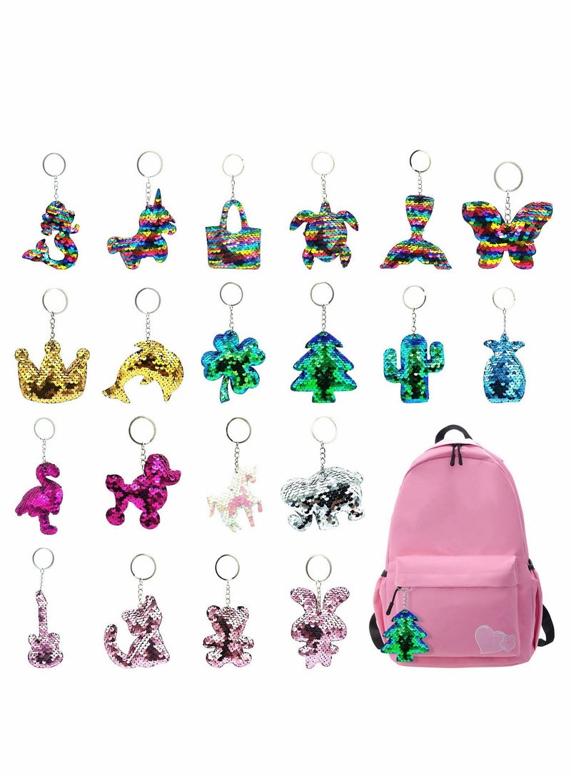 Colorful Sequin Keychains, Girls Keyrings Party Bags Fillers, Colorful Reversible Sequins, Birthday Party Gifts Supplies,for Kids  Adults Birthday Favors Backpack Accessories (20 pcs) - Image 1